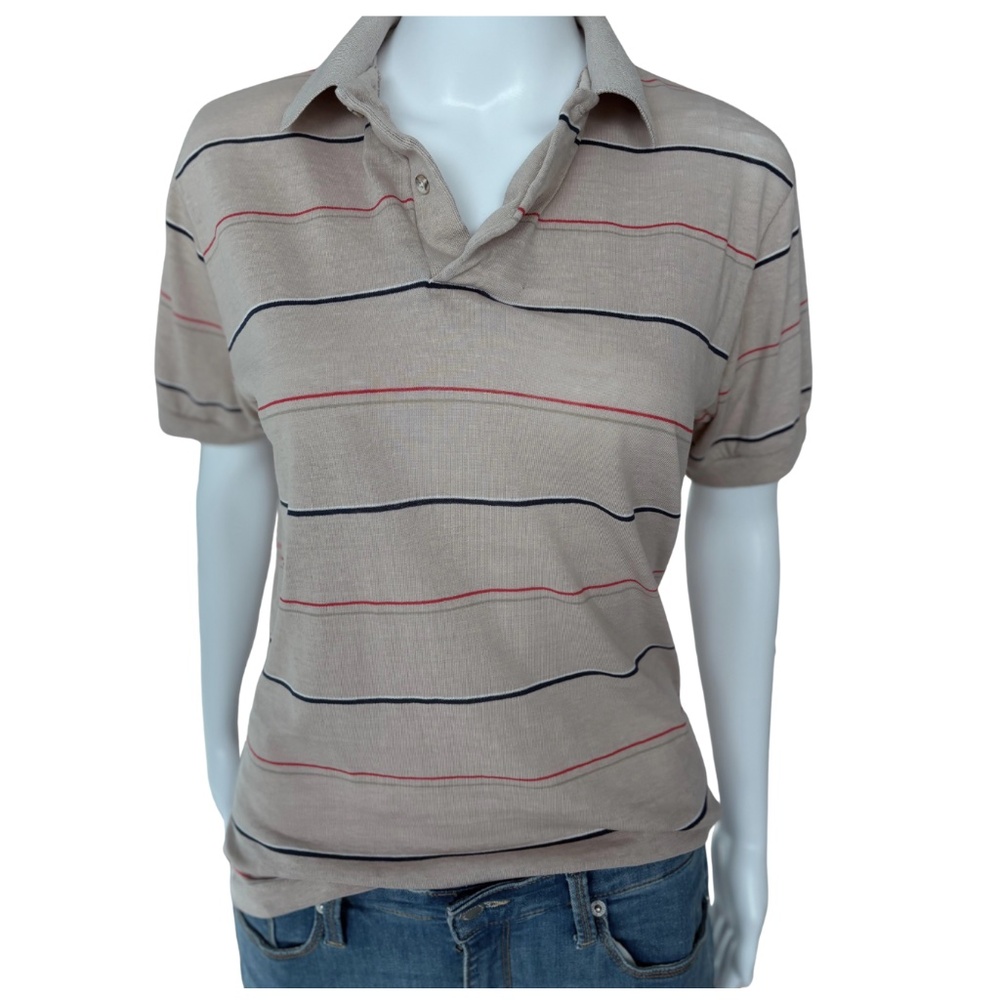 Vintage Y2K Striped Polo Shirt – Chesterfield Size M Retro Preppy